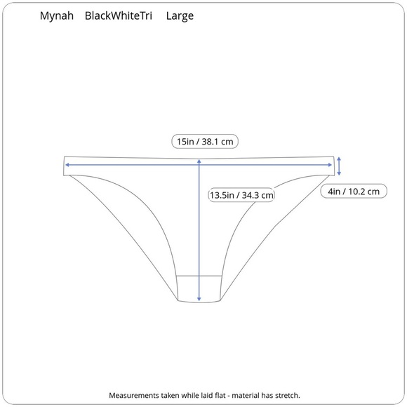 Mynah High Rise Black White Triangles Pattern Swim Bottoms Ruched Sides Large - Picture 12 of 13